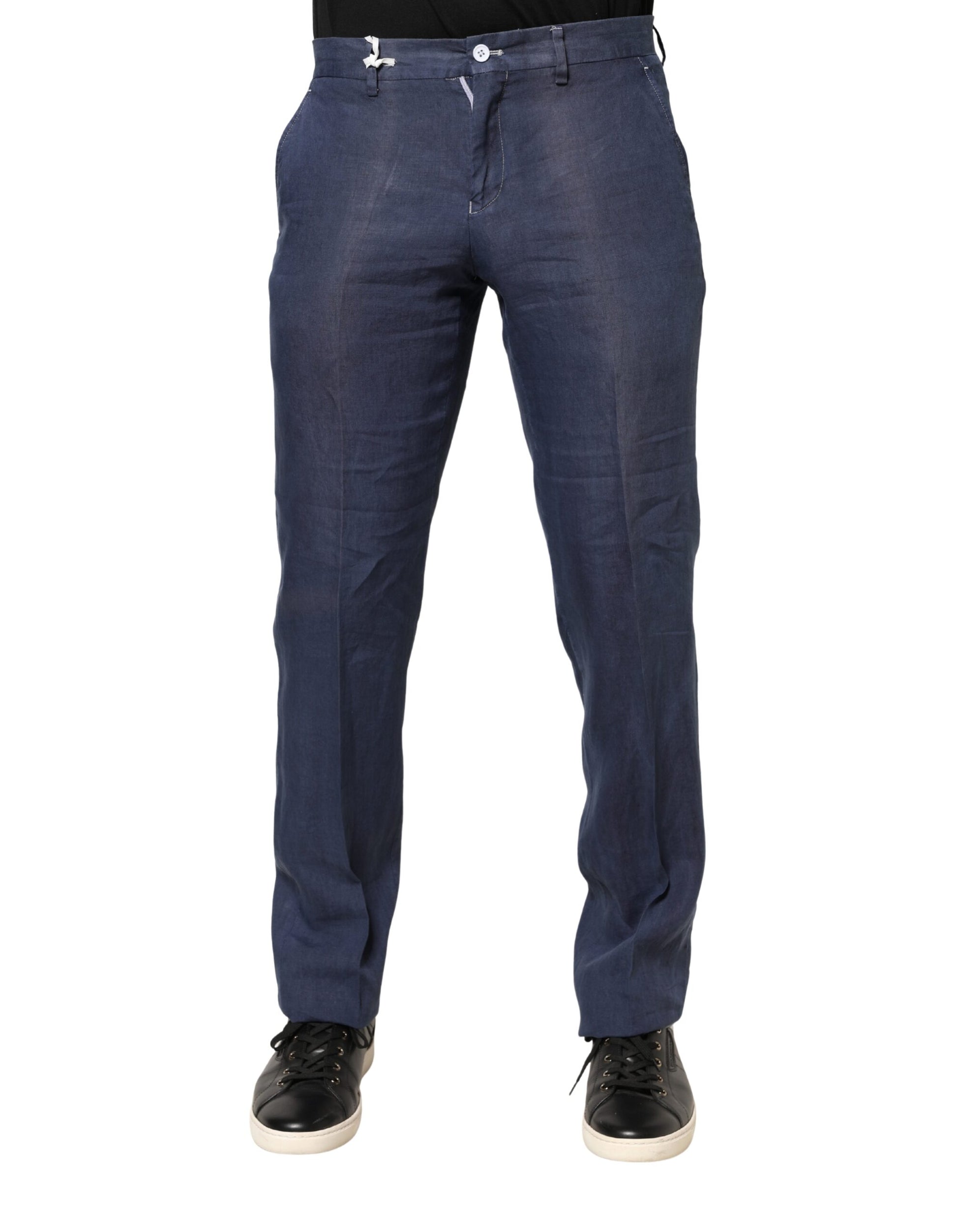Navy Blue Skinny Chino Mid Waist Men Pants