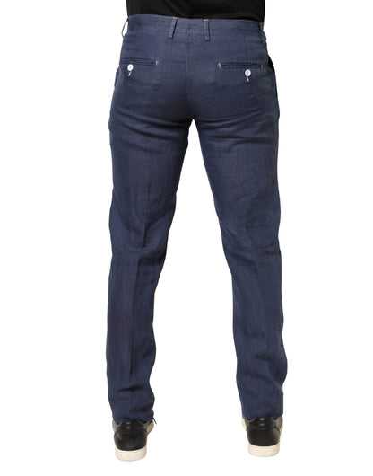 Navy Blue Skinny Chino Mid Waist Men Pants
