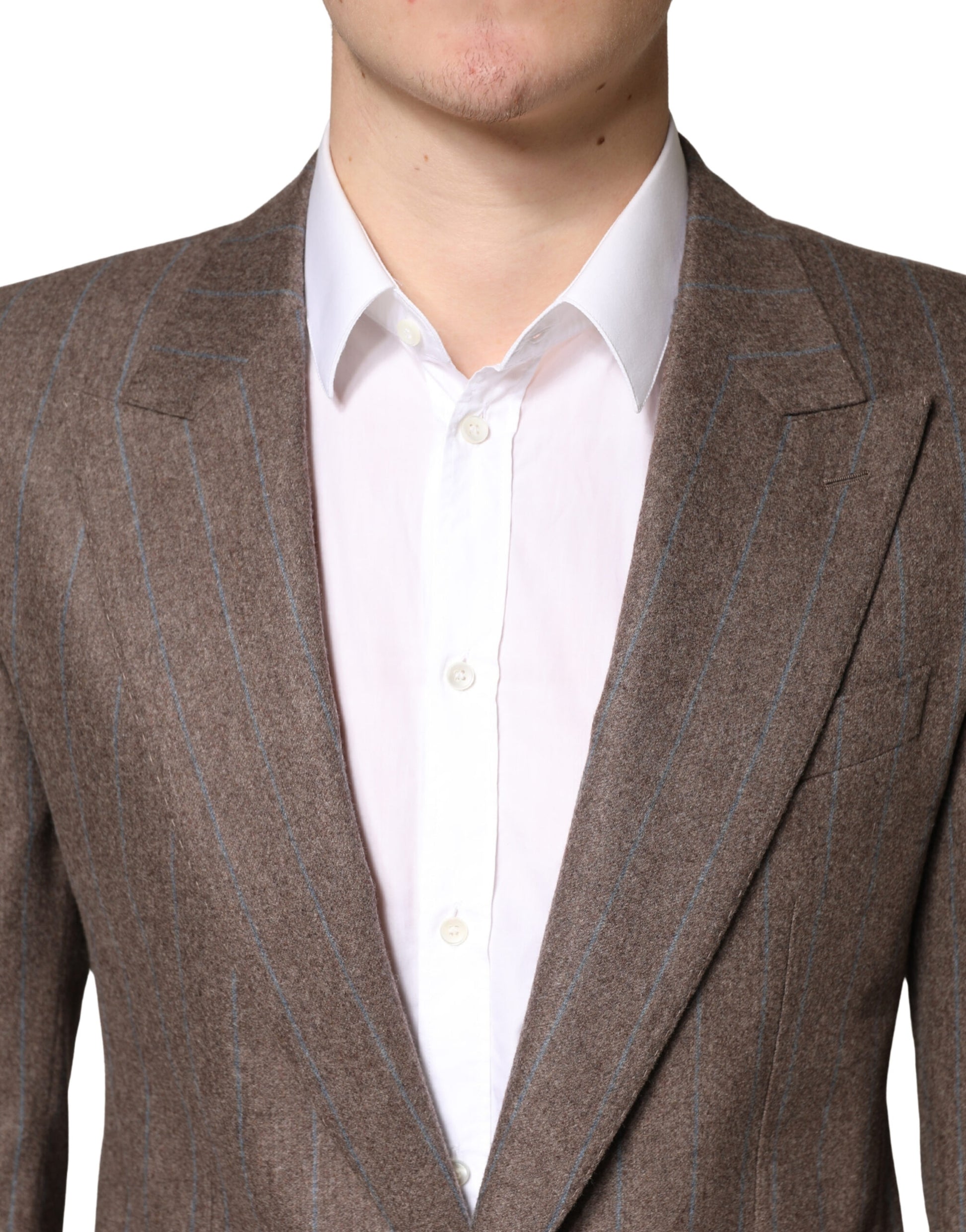 Brown Stripes Single Breasted Blazer