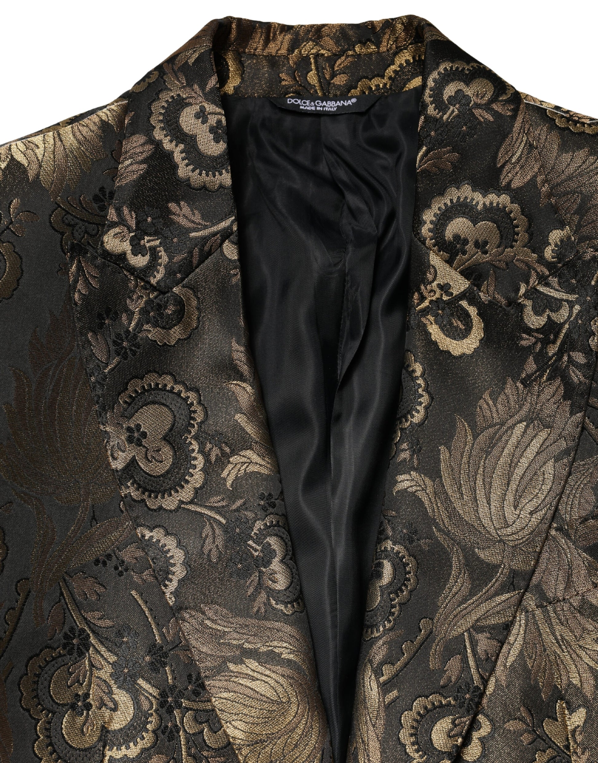 Gold Jacquard Single Breasted Tuxedo Blazer