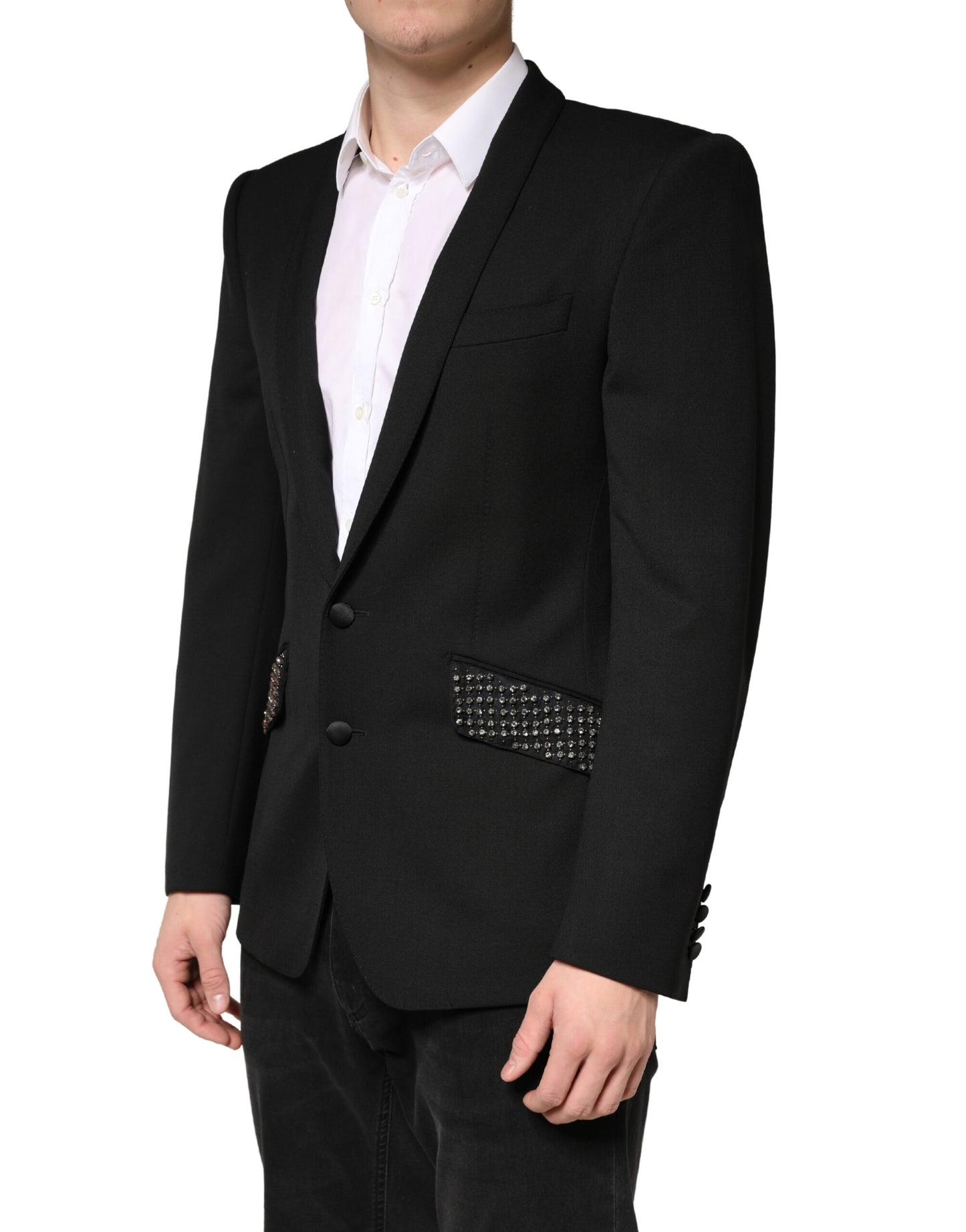 Black Embellished Single Breasted Blazer