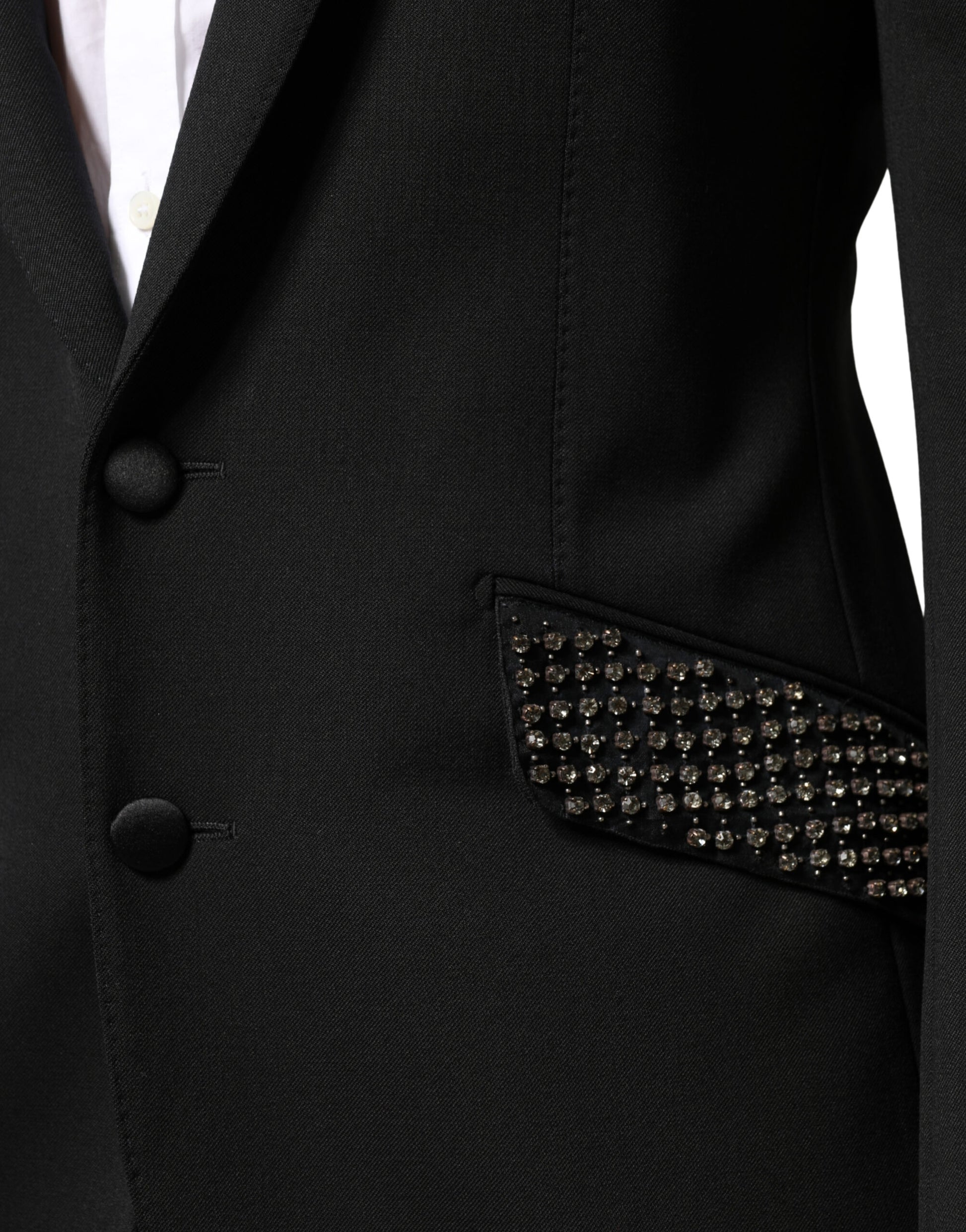 Black Embellished Single Breasted Blazer
