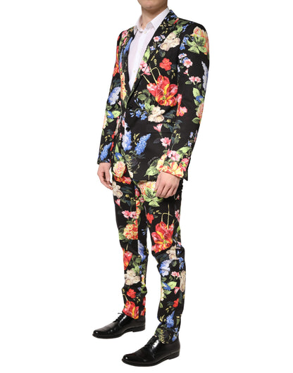 Black Floral Single Breasted MARTINI 2 Piece Suit