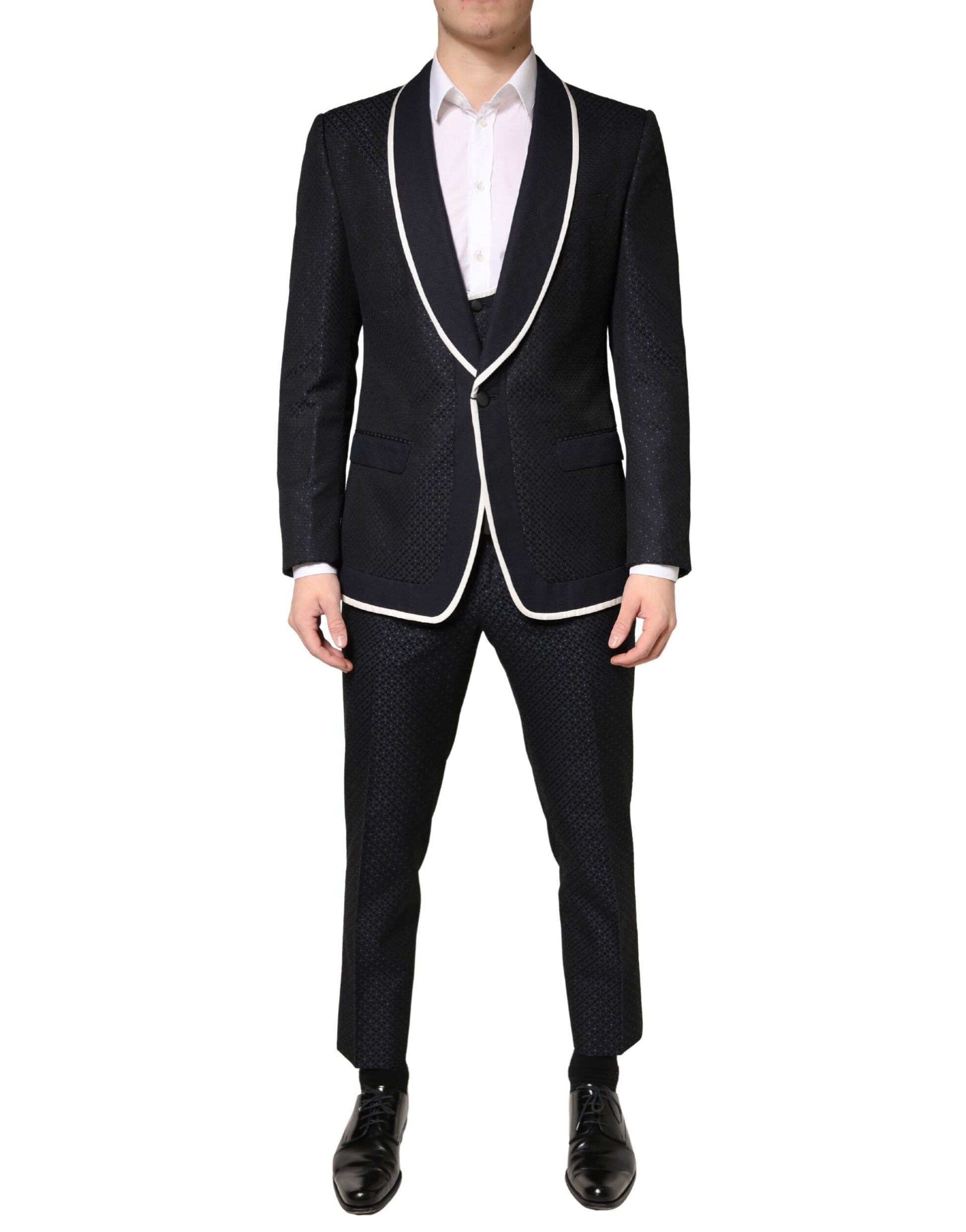 Black White Single Breasted SICILIA Men 3 Piece Suit