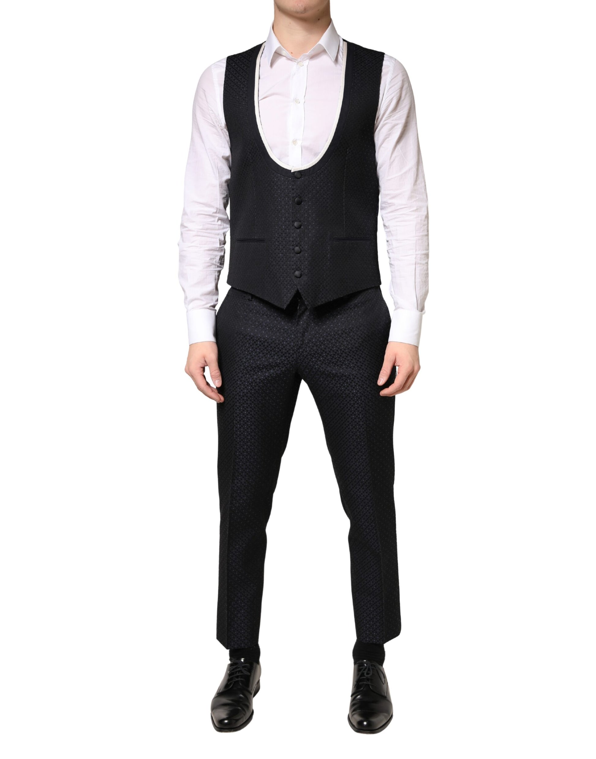 Black White Single Breasted SICILIA Men 3 Piece Suit
