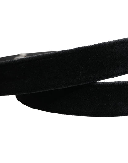 Black Suede Silver Tone Metal Buckle Men Belt