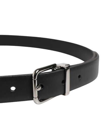 Black Leather Studded Silver Tone Buckle Belt