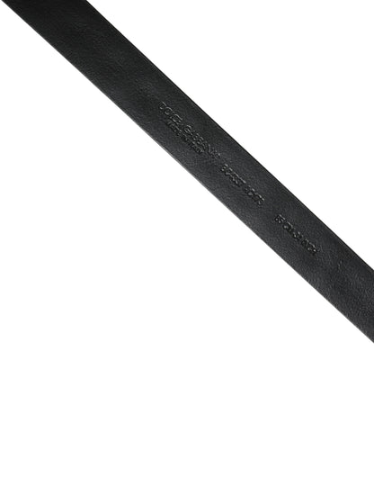 Black Leather Studded Silver Tone Buckle Belt