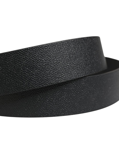 Black Calf Leather Silver Metal Buckle Belt