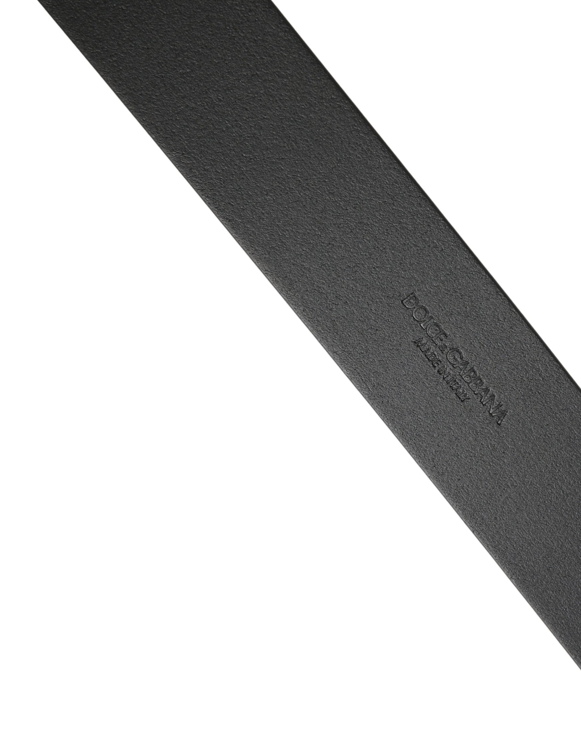 Black Calf Leather Silver Metal Buckle Belt