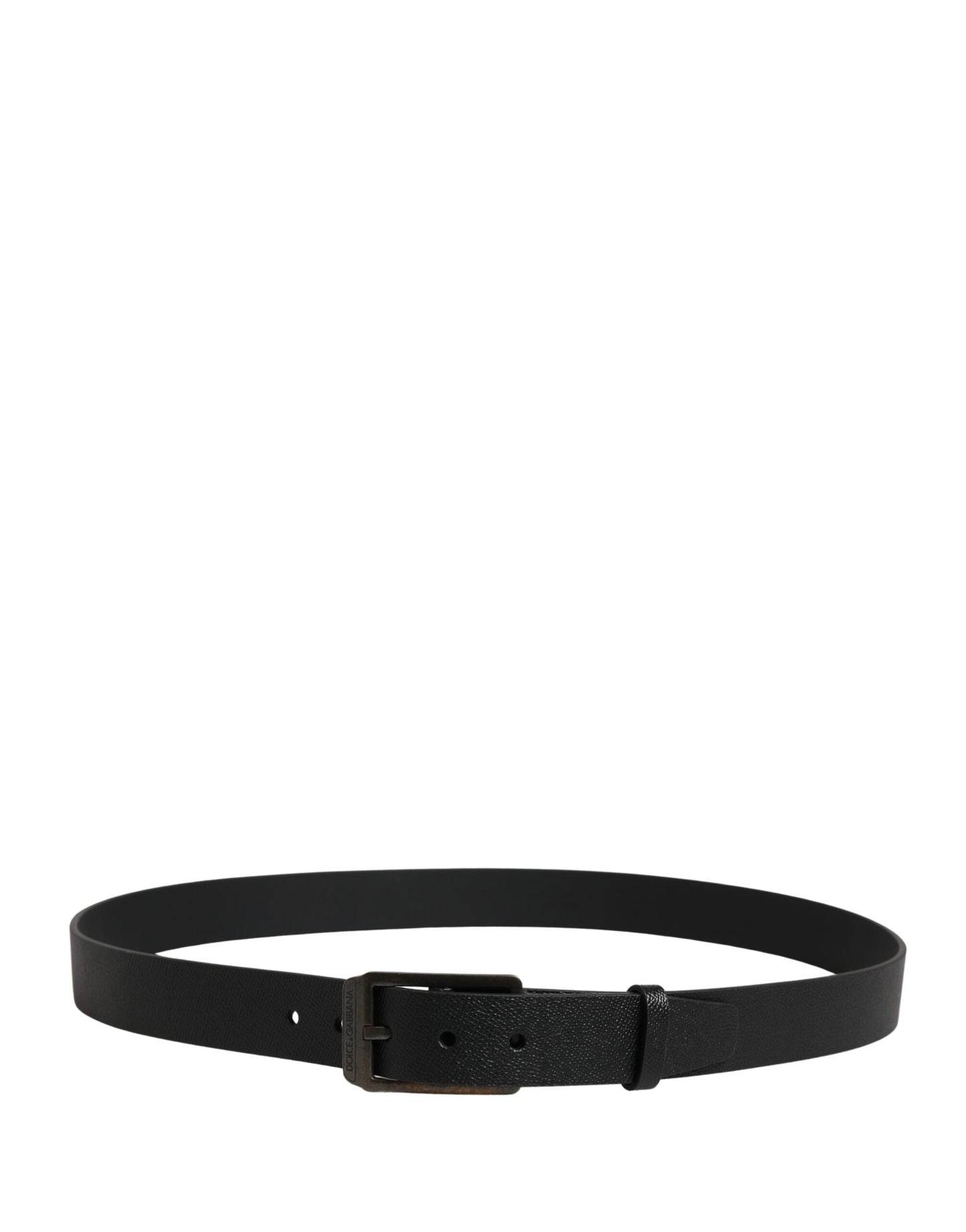Black Calf Leather Gold Metal Buckle Belt