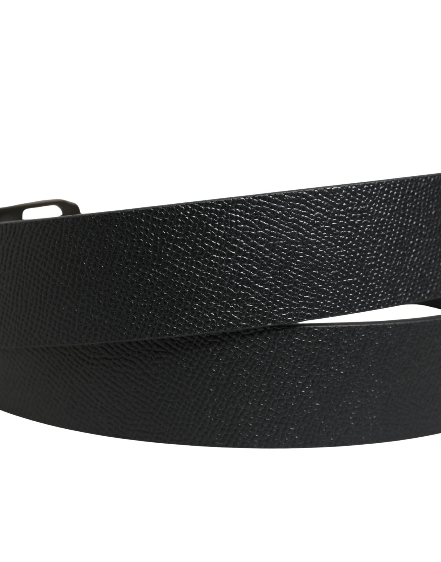 Black Calf Leather Gold Metal Buckle Belt