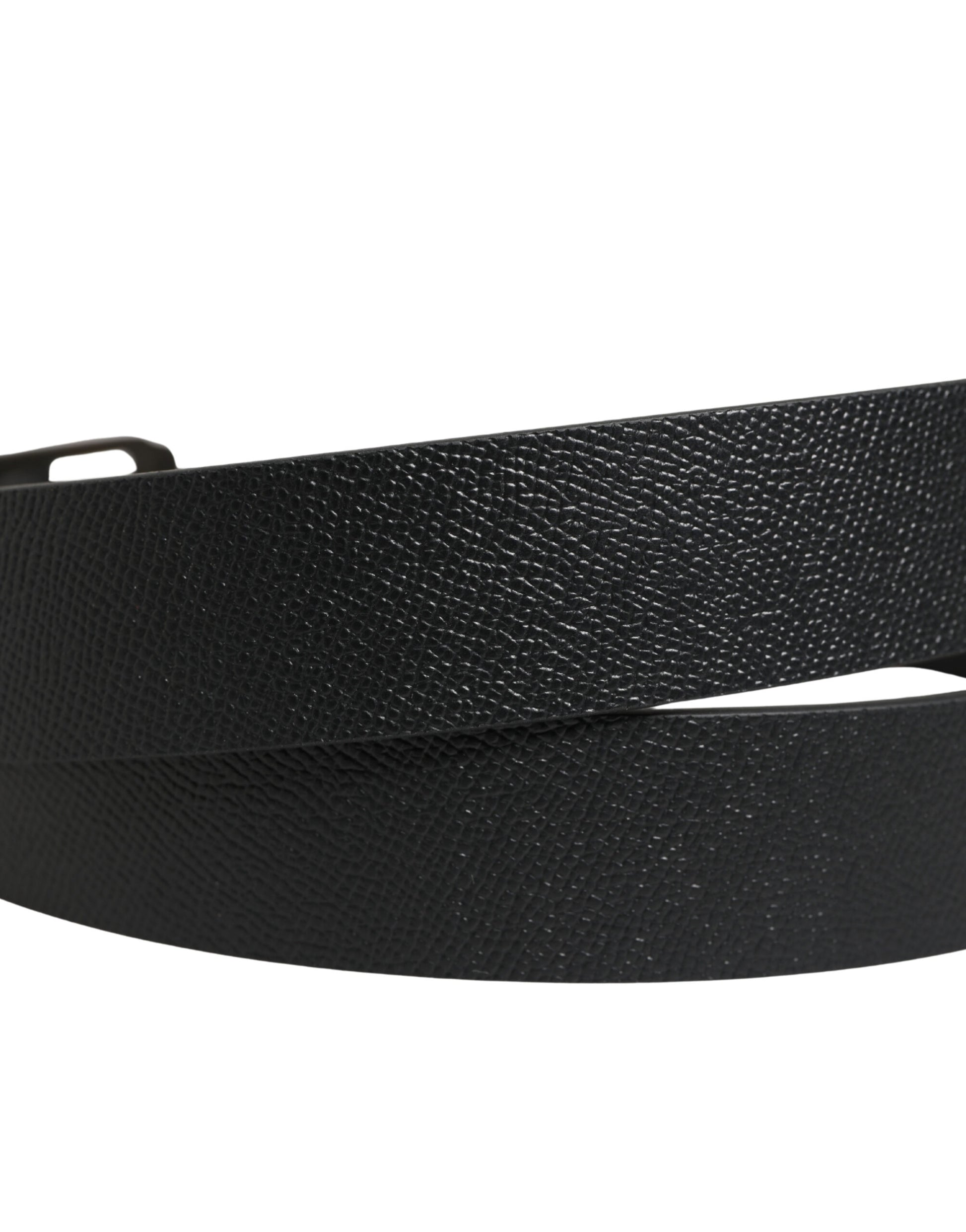Black Calf Leather Gold Metal Buckle Belt