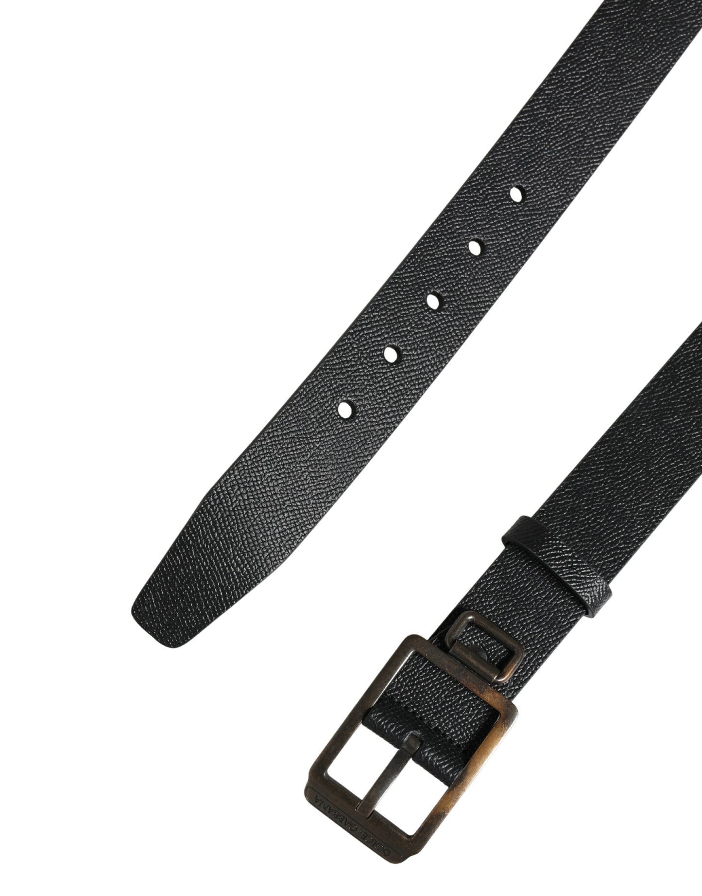 Black Calf Leather Gold Metal Buckle Belt