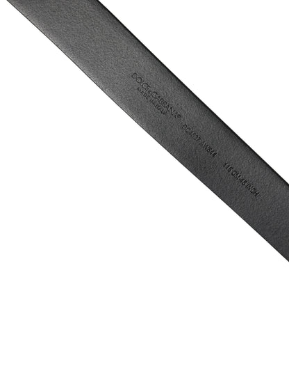 Black Calf Leather Silver Metal Buckle Belt