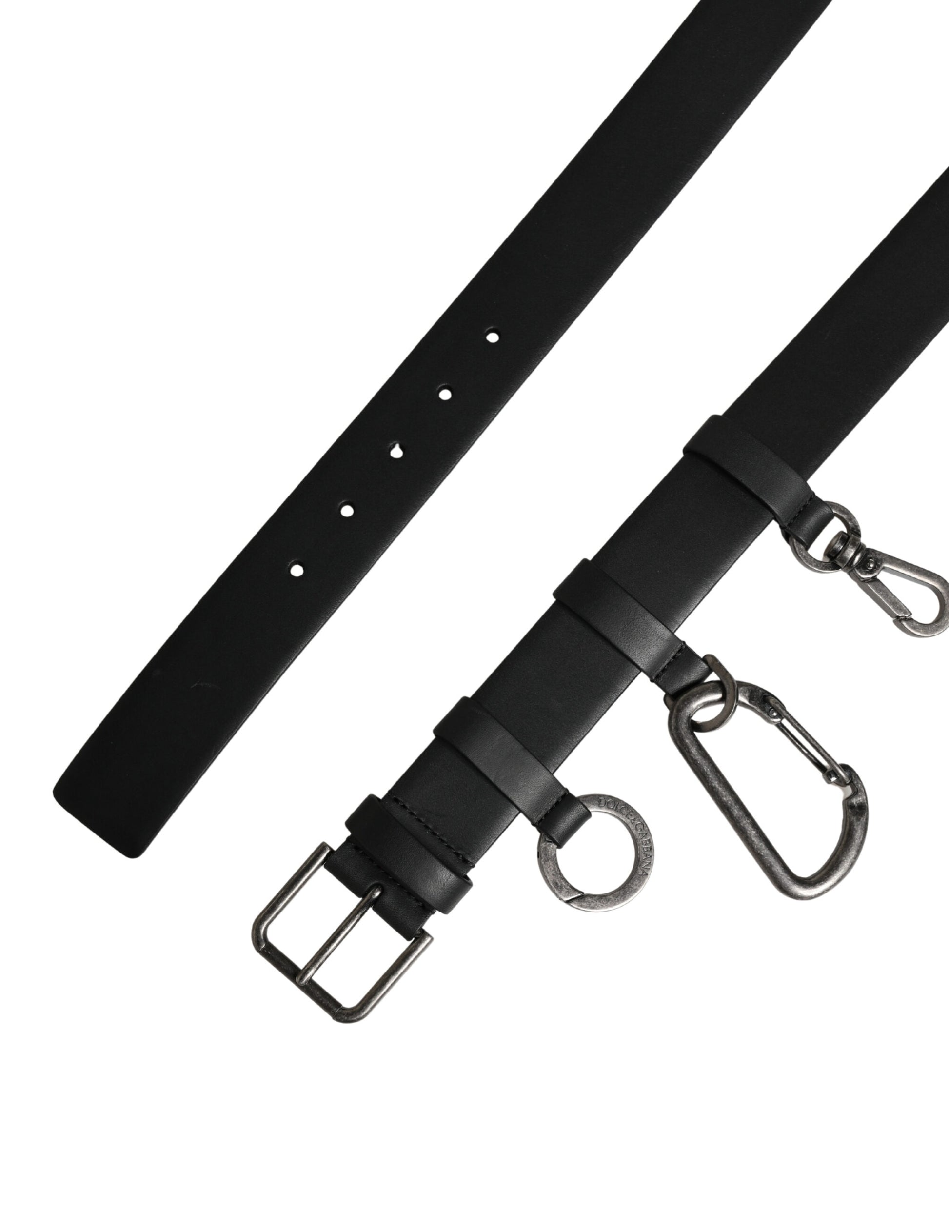Black Calf Leather Silver Metal Buckle Belt