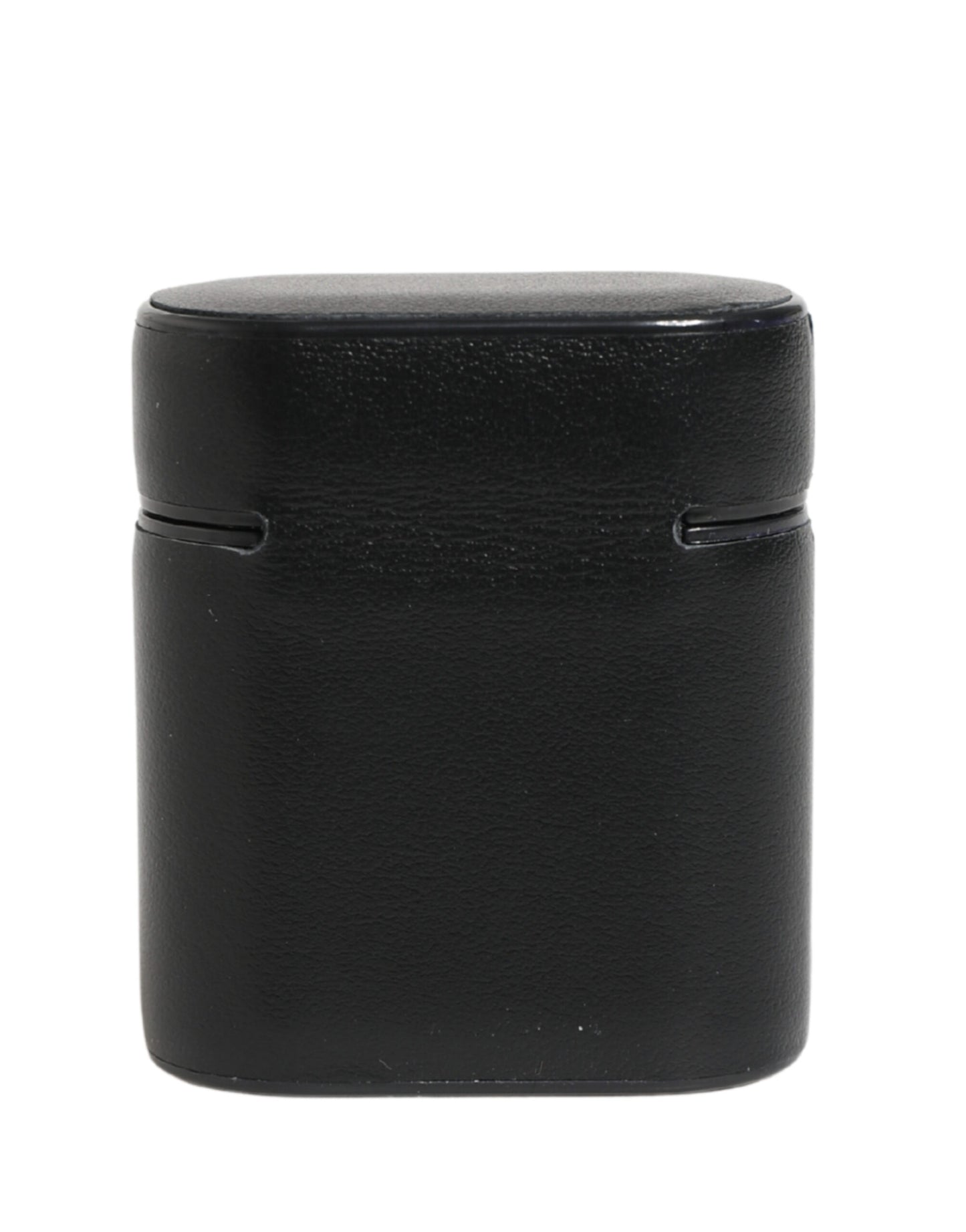 Black Calf Leather Logo Print Flip Holder Airpods Case