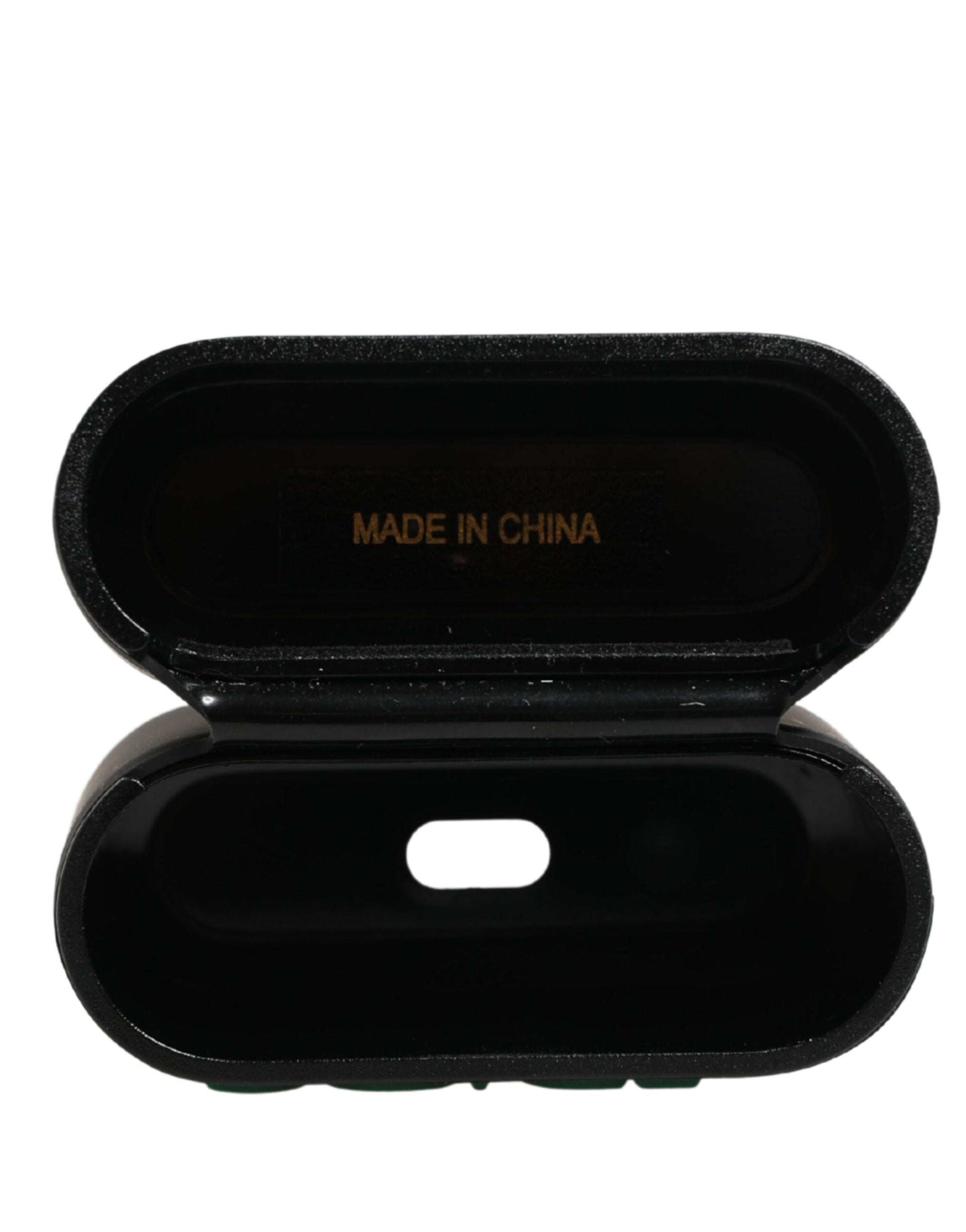 Black PVC Embossed Logo Flip Holder Women Airpods Case