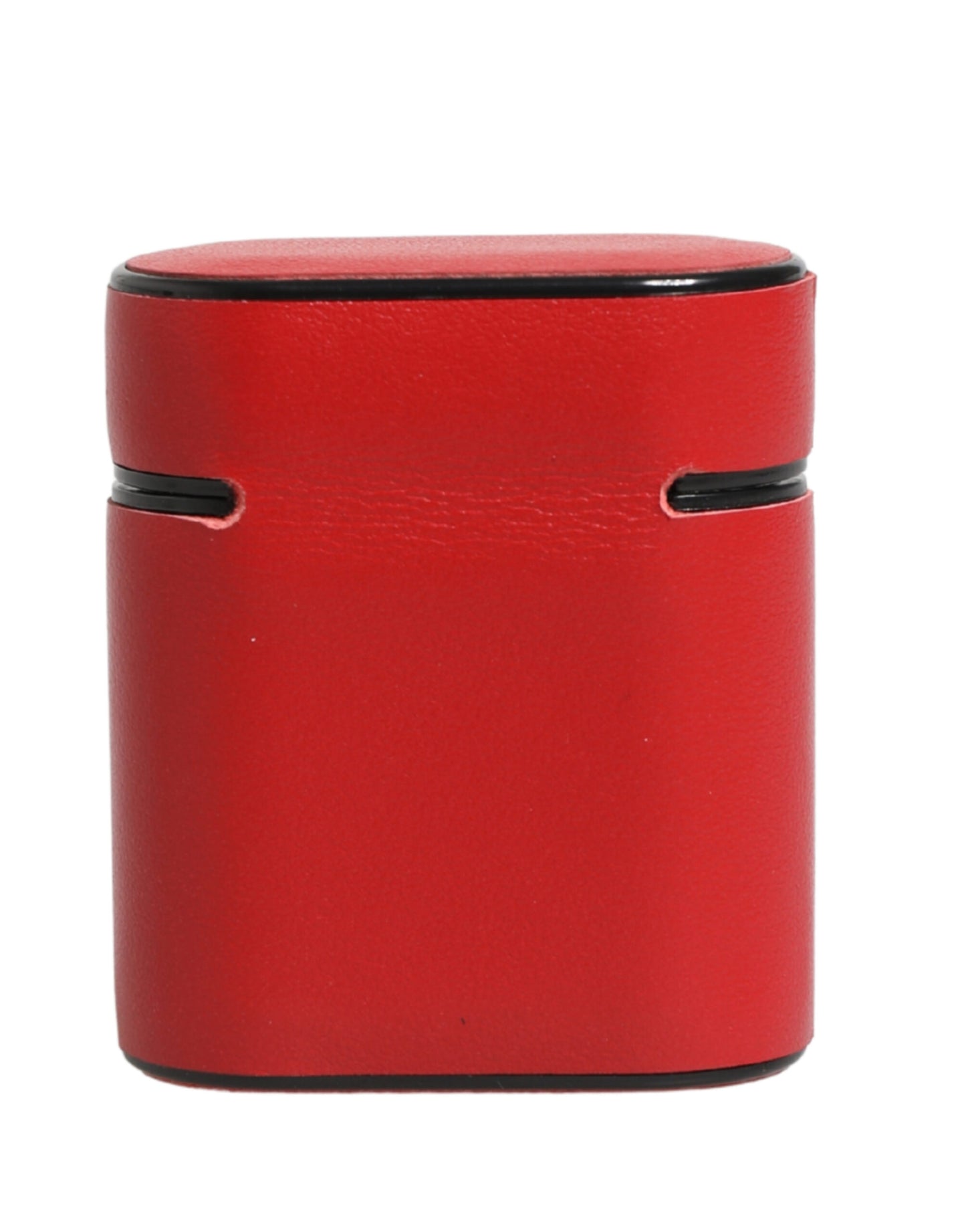 Red Calf Leather Logo Print Flip Holder Airpods Case