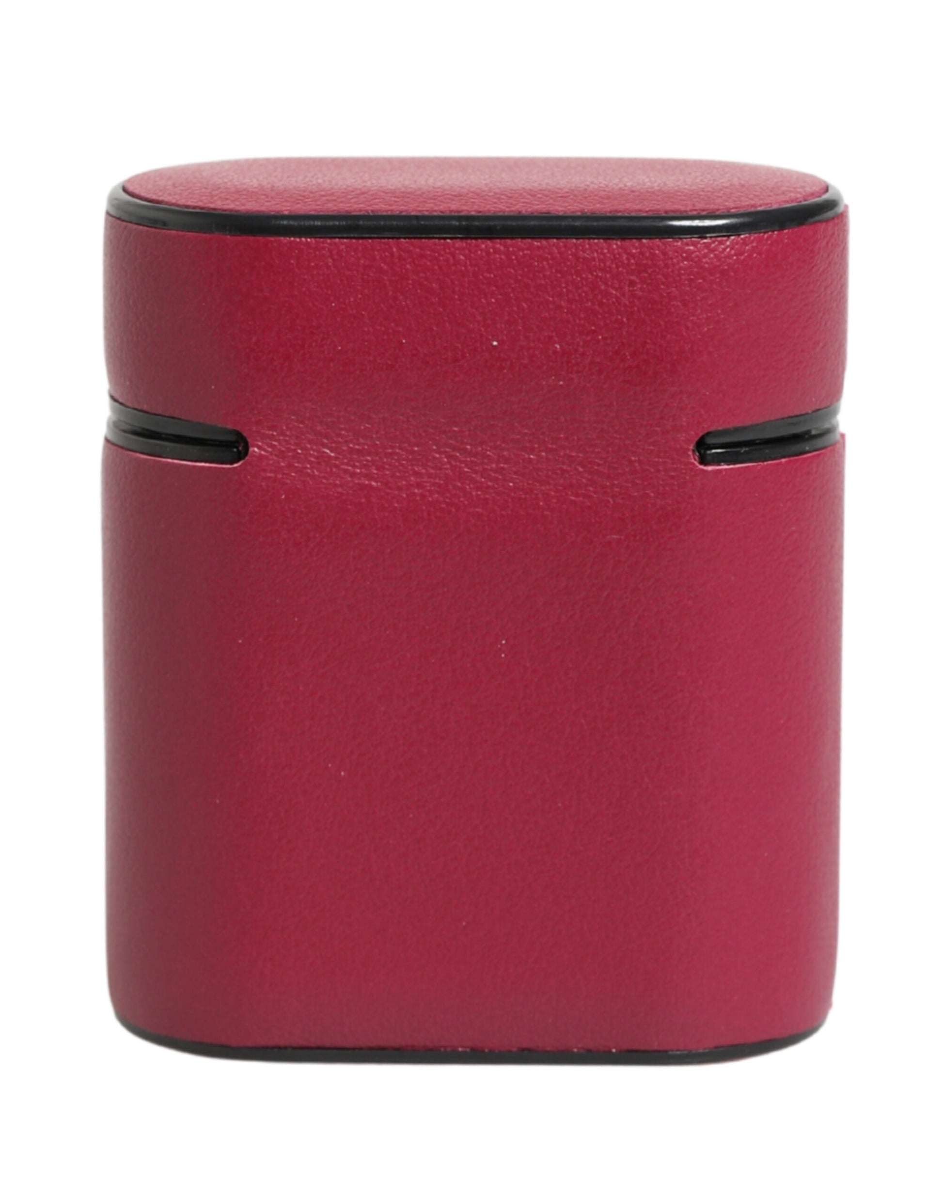 Pink Calf Leather Logo Print Flip Holder Airpods Case