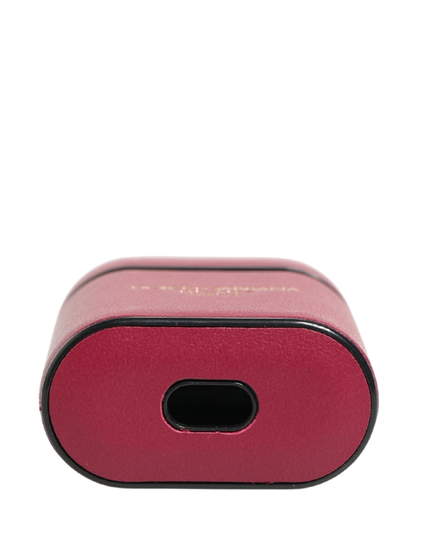 Pink Calf Leather Logo Print Flip Holder Airpods Case
