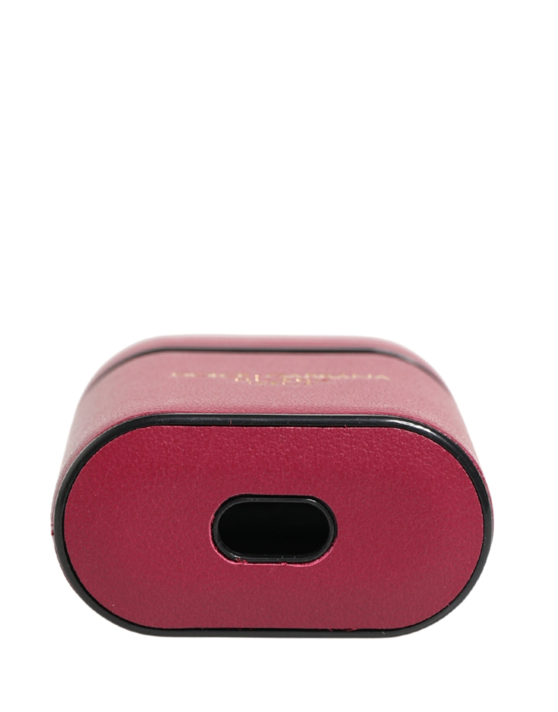 Pink Calf Leather Logo Print Flip Holder Airpods Case