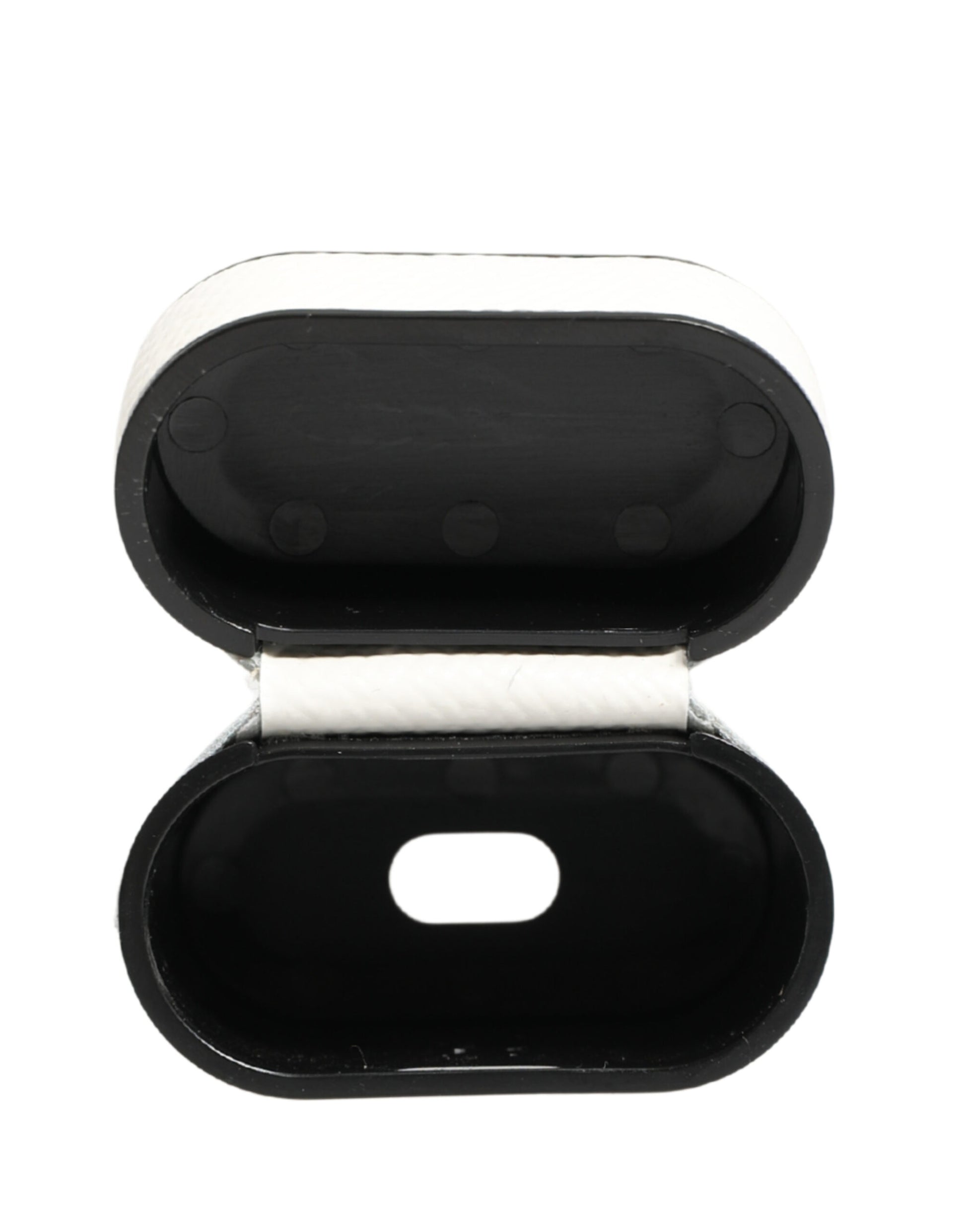 White Calf Leather Logo Flip Holder Strap Airpods Case
