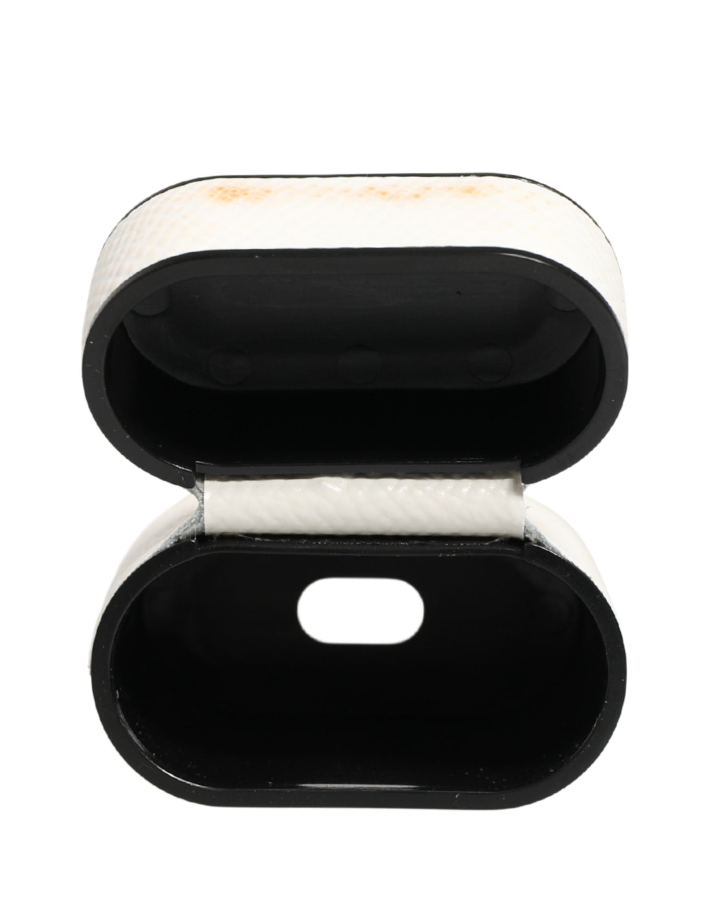 White Calf Leather Logo Flip Holder Strap Airpods Case