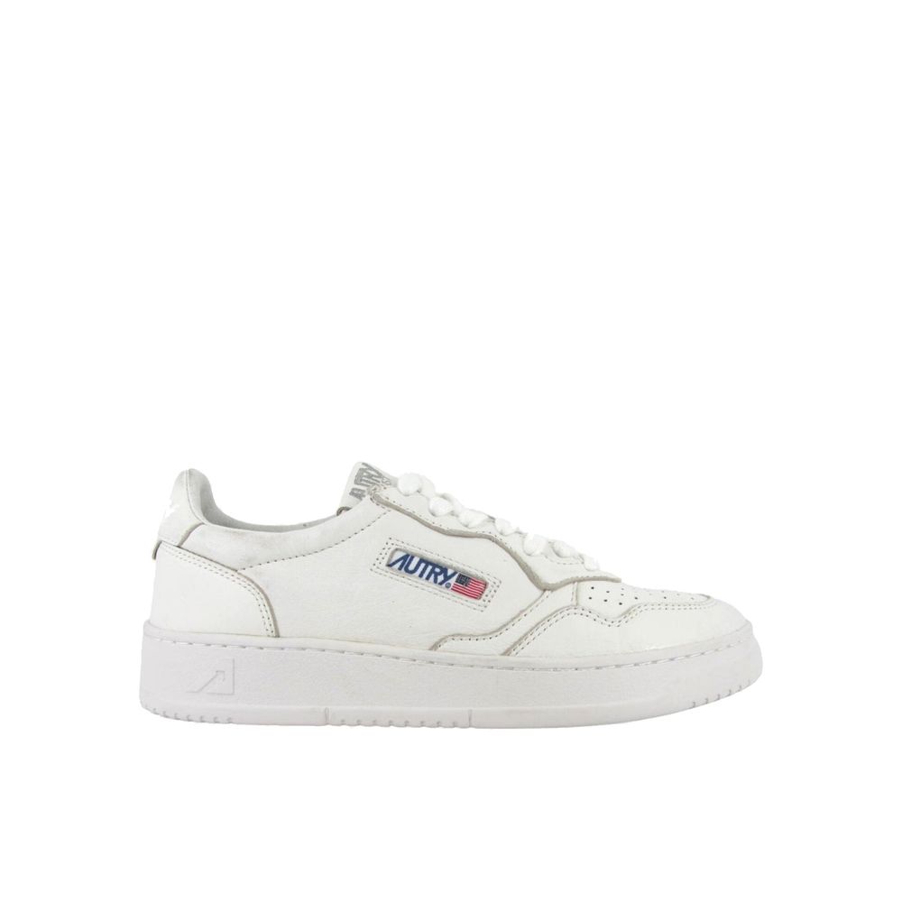 White Leather Low Top Sneakers