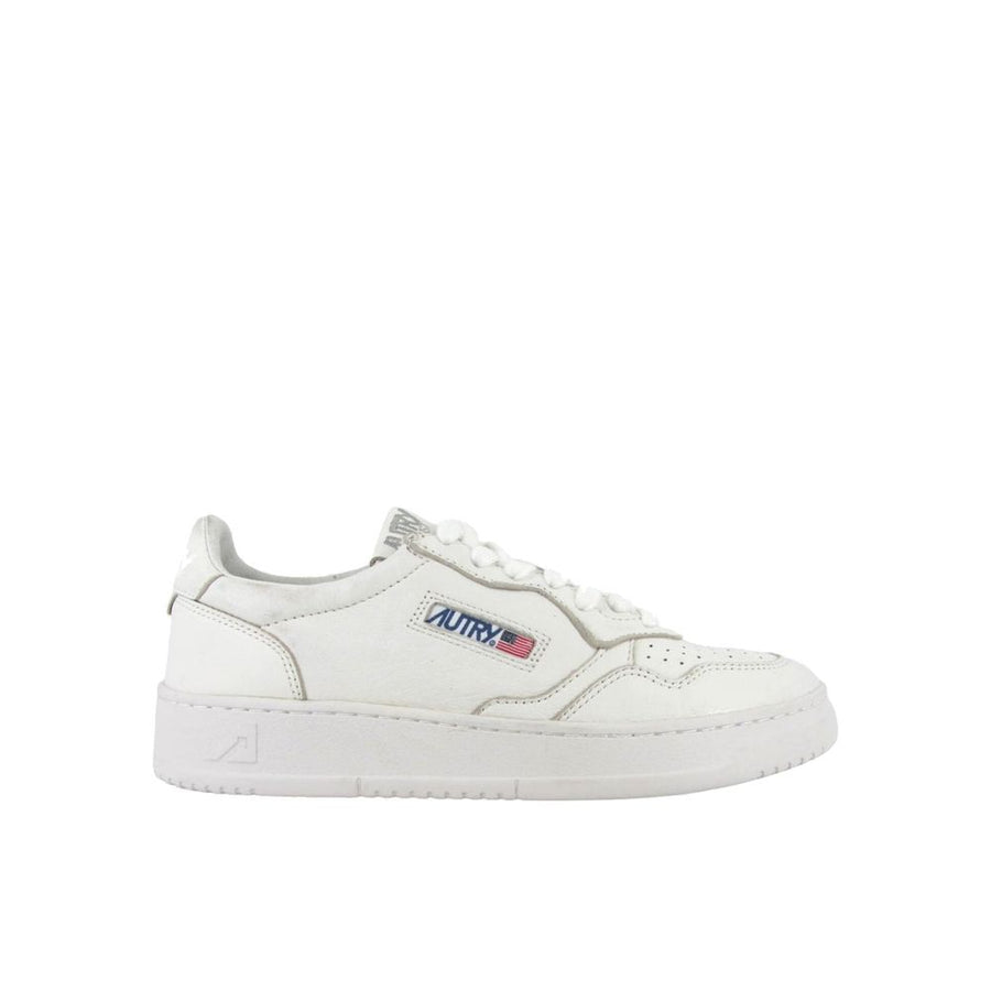 White Leather Low Top Sneakers