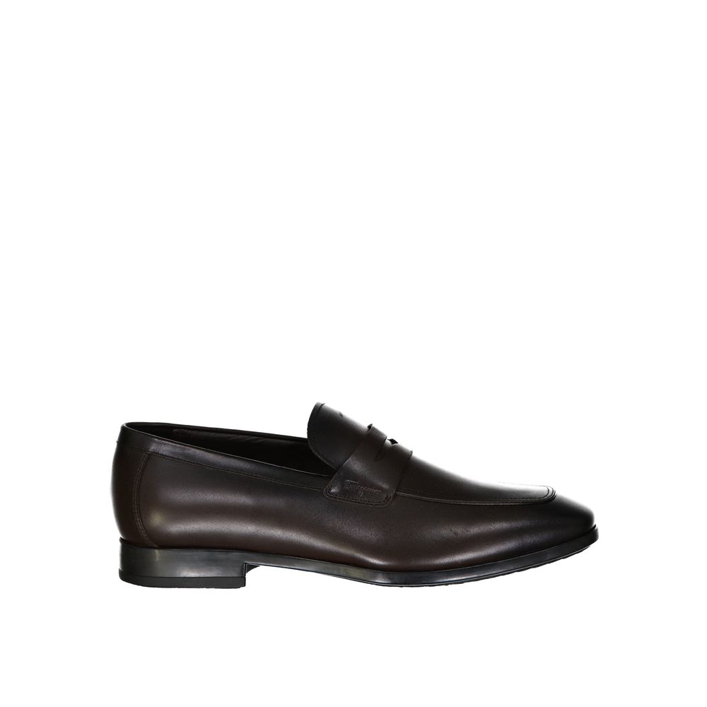 Brown Leather Slip-On Loafers