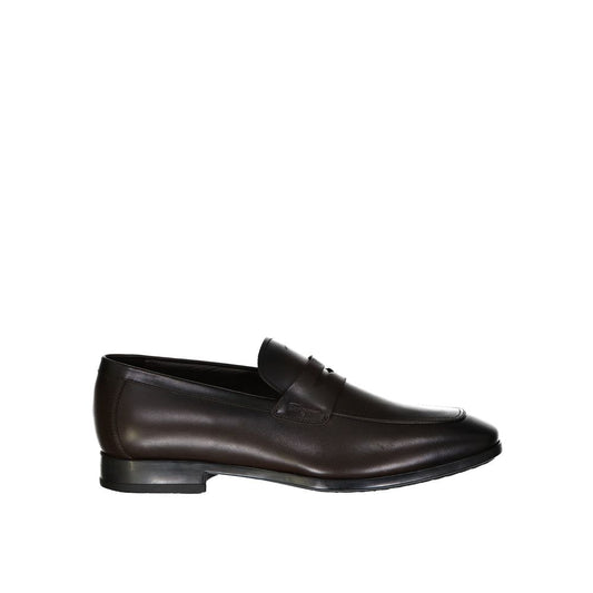 Brown Leather Slip-On Loafers