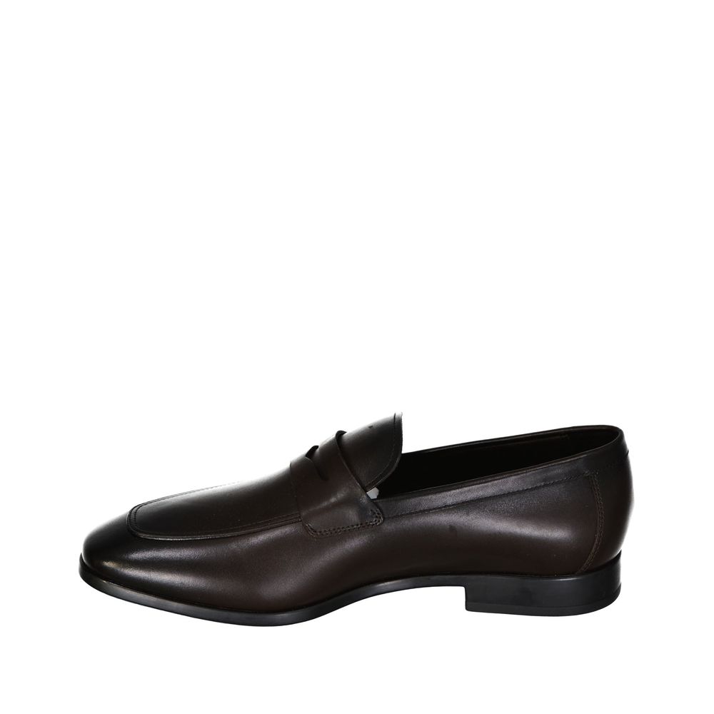 Brown Leather Slip-On Loafers