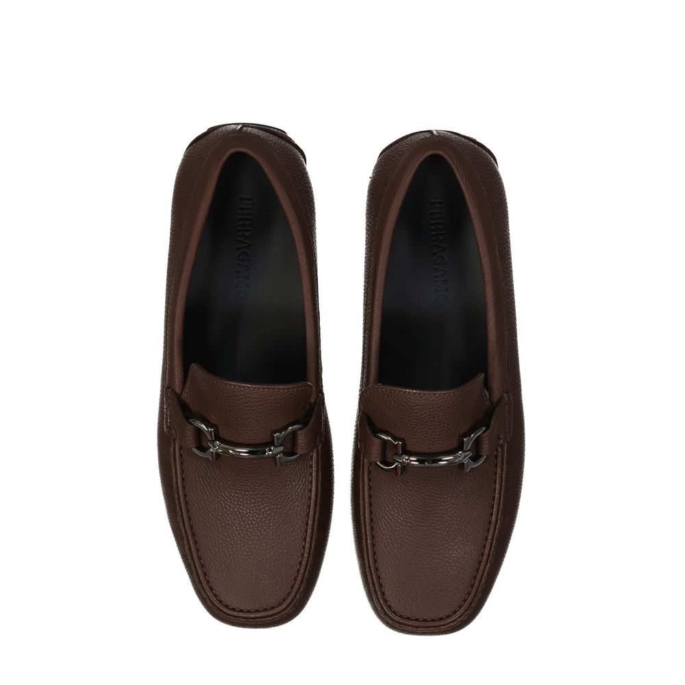 Brown Calfskin Slip-On Loafers