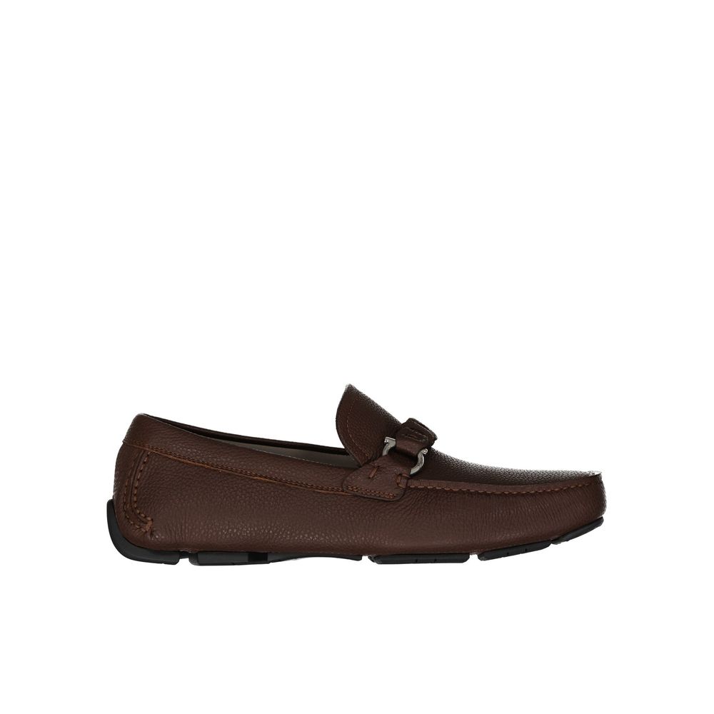Brown Calfskin Slip-On Loafers