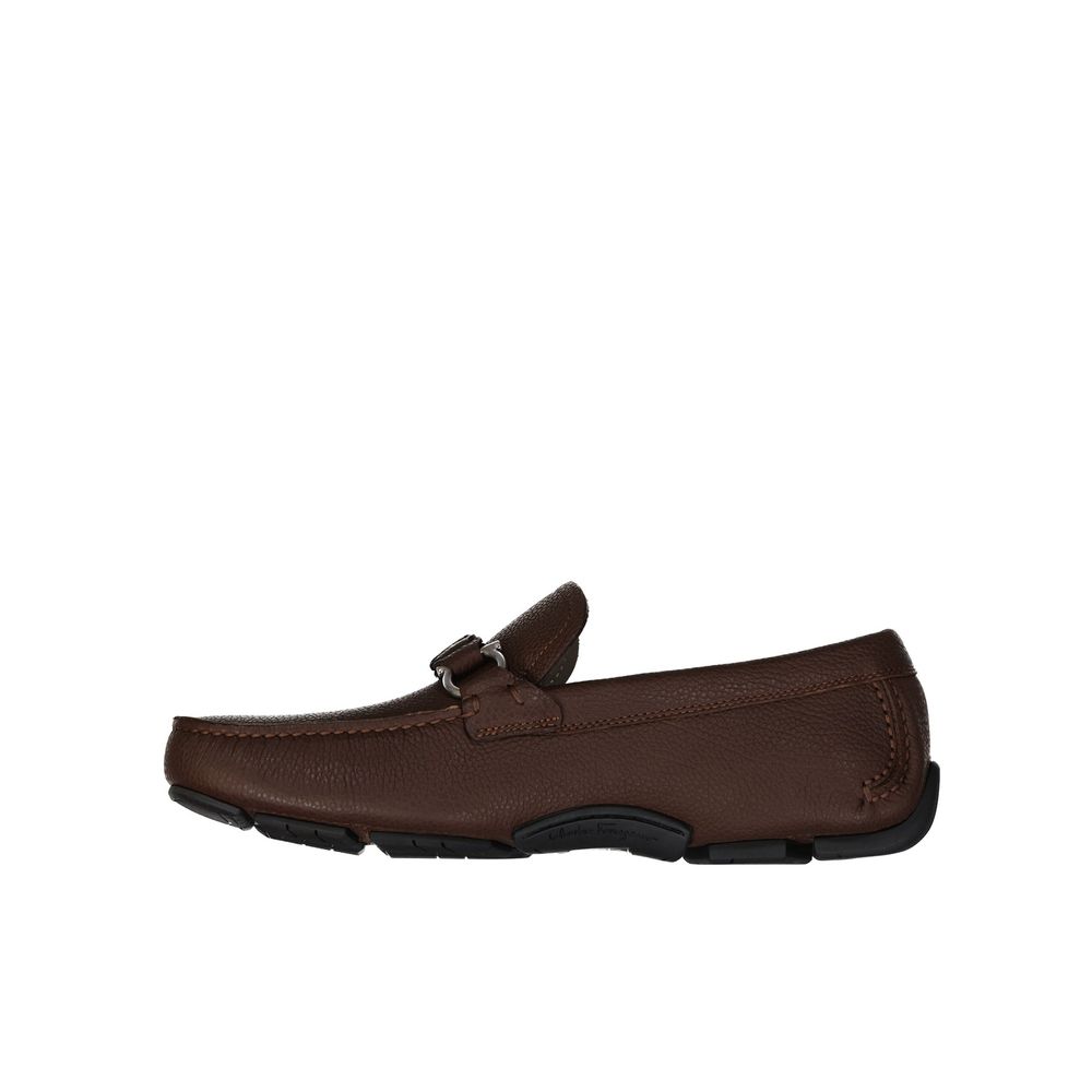 Brown Calfskin Slip-On Loafers