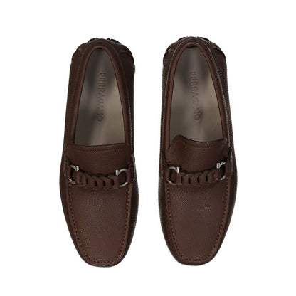 Brown Calfskin Slip-On Loafers