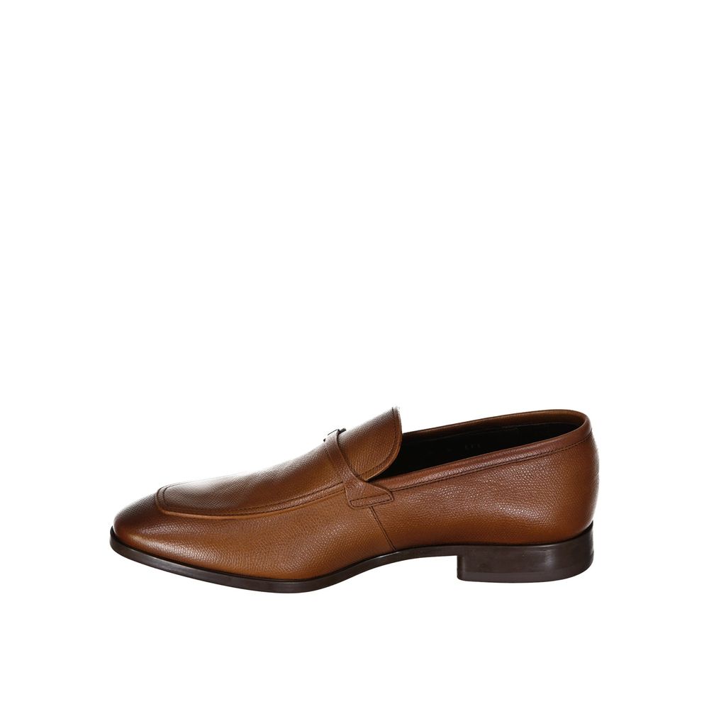 Brown Leather Slip-On Loafers