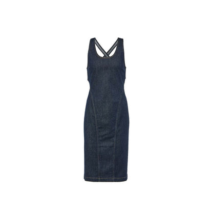 Blue Cotton Casual Dress