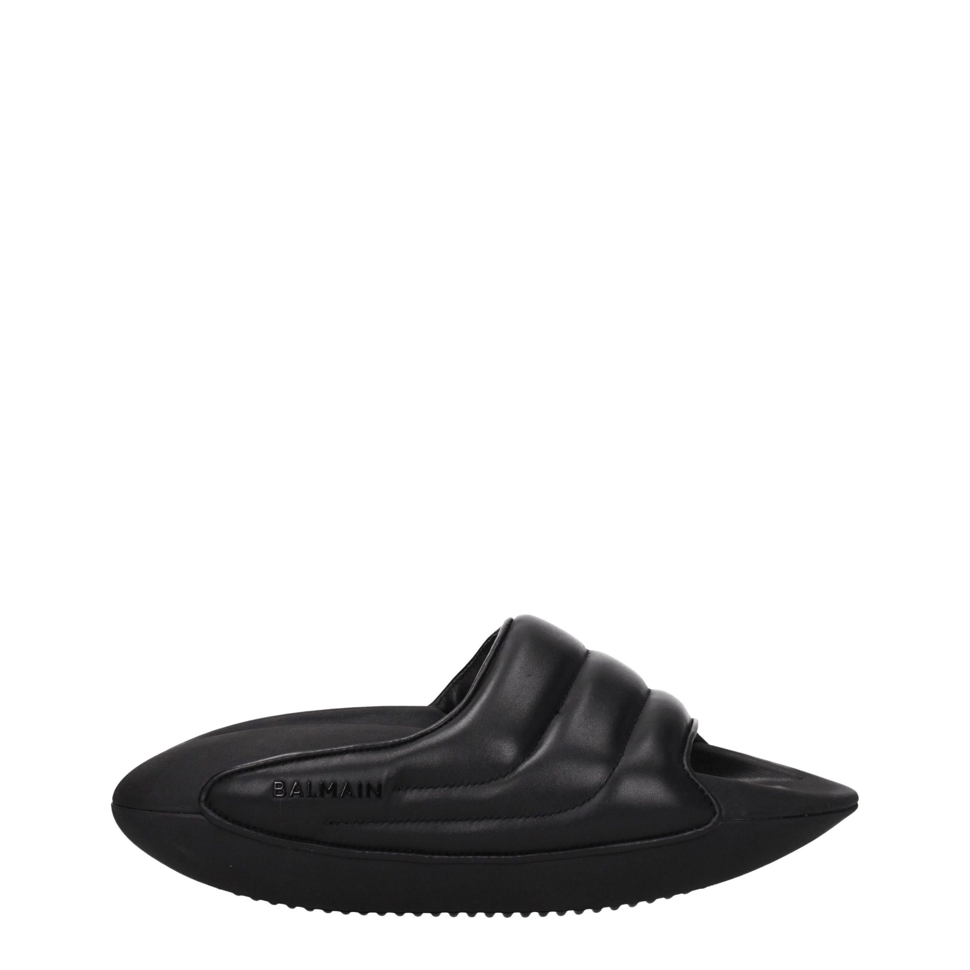 Black Leather Slippers