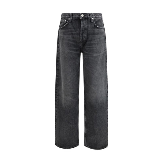 Black Cotton Straight-Leg Jeans