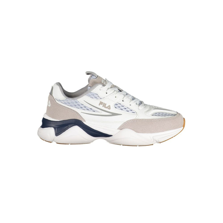 White Polyester Athletic Sneakers
