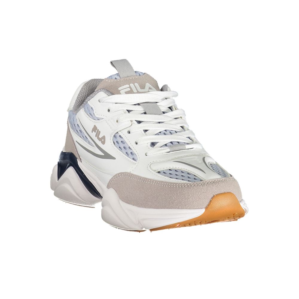 White Polyester Athletic Sneakers