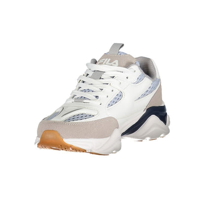 White Polyester Athletic Sneakers