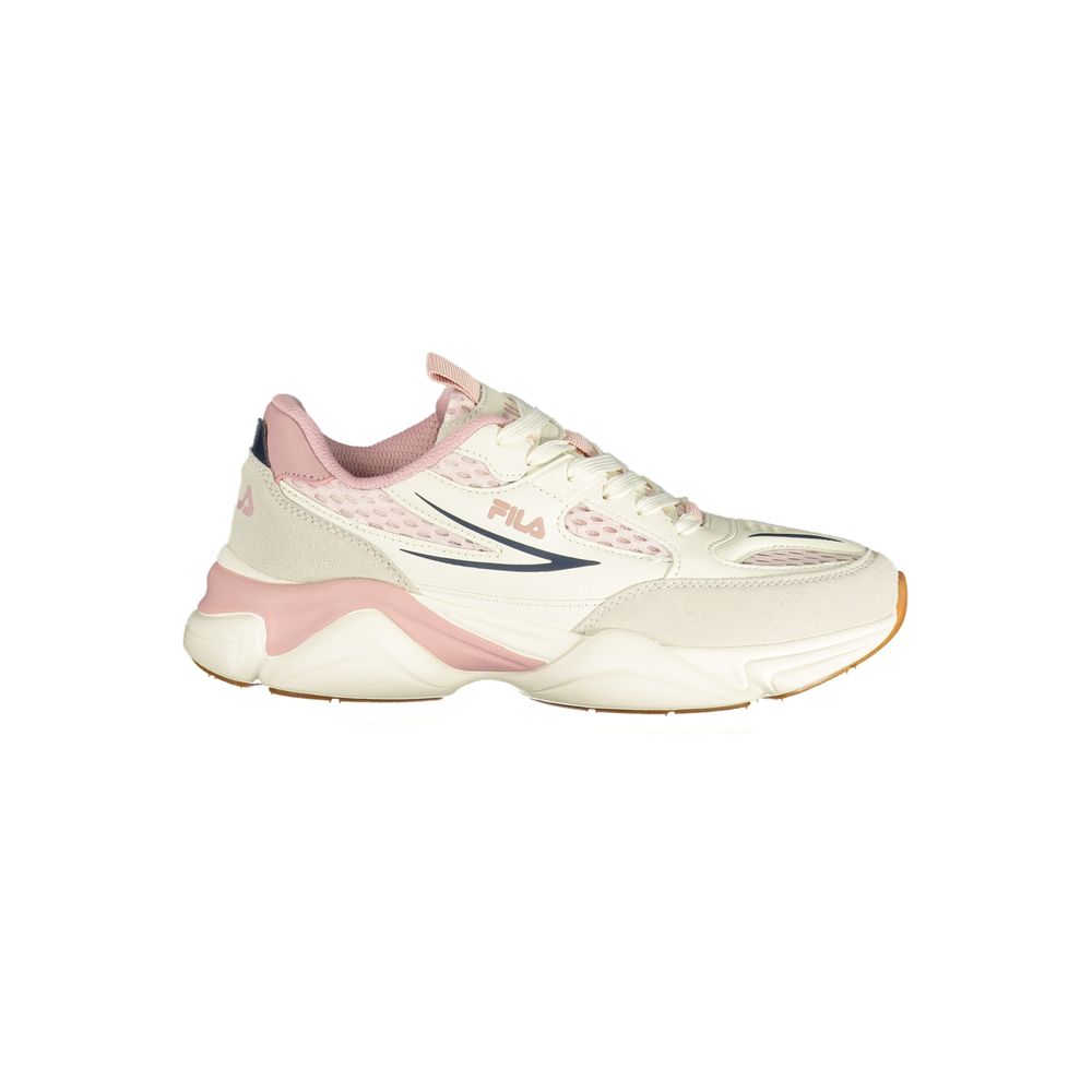 White Polyester Athletic Sneakers