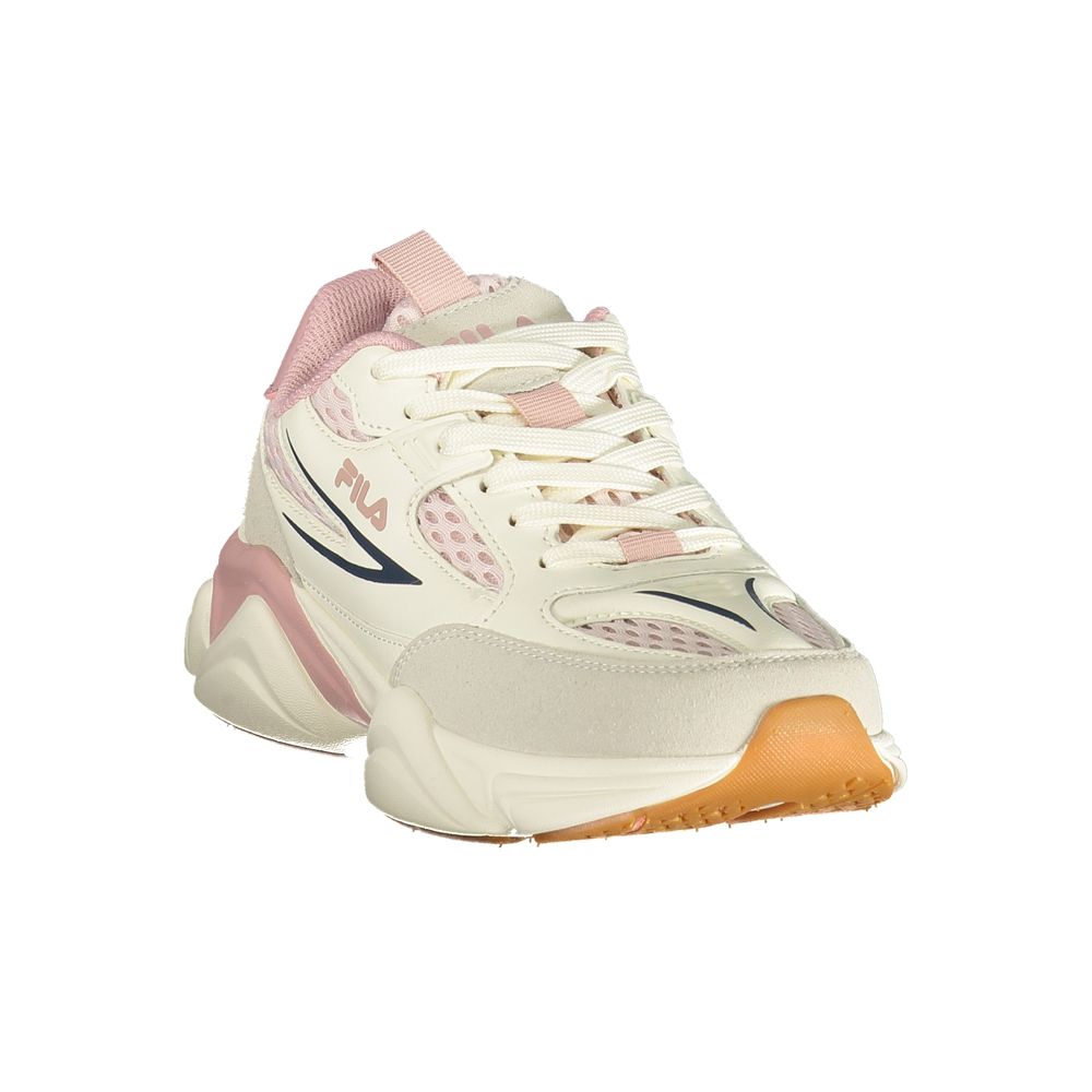 White Polyester Athletic Sneakers