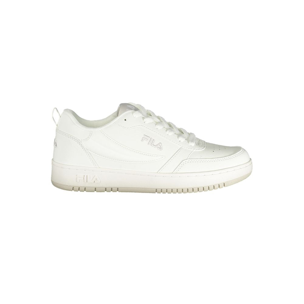 White Polyester Athletic Sneakers