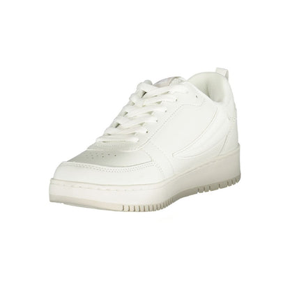 White Polyester Athletic Sneakers