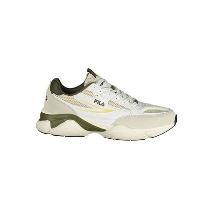 White Polyester Athletic Sneakers