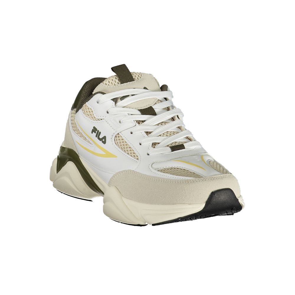 White Polyester Athletic Sneakers